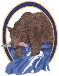 Grizzly Fishing Machine Embroidery Design