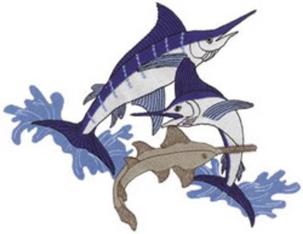 Picture of Marlins & Sawfish Machine Embroidery Design