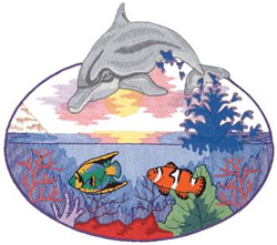 Dolphin Scene Machine Embroidery Design