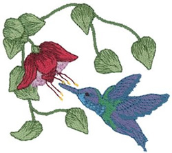 Hummingbird & Fuchsia Machine Embroidery Design