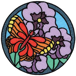 Stained Glass Butterfly Machine Embroidery Design