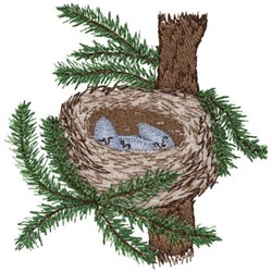 Cedar Waxwing Nest Machine Embroidery Design