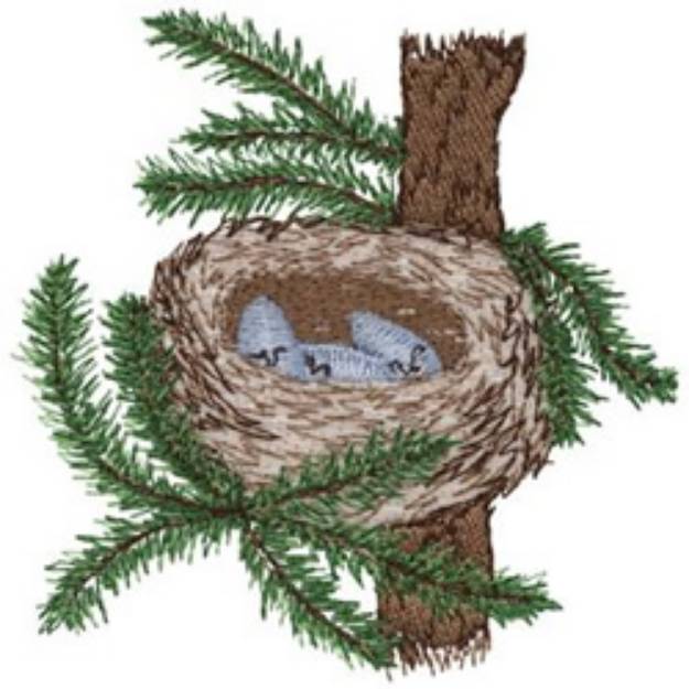 Picture of Cedar Waxwing Nest Machine Embroidery Design