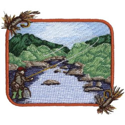 Fly Fisherman Machine Embroidery Design