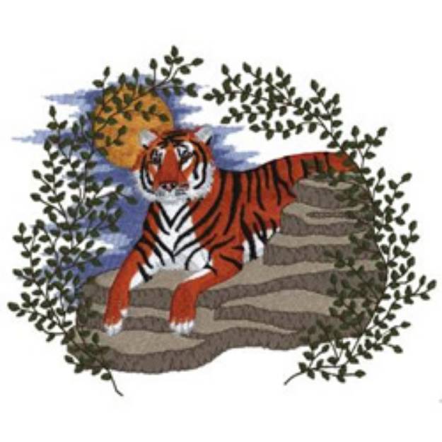 Picture of Tiger Scene Machine Embroidery Design