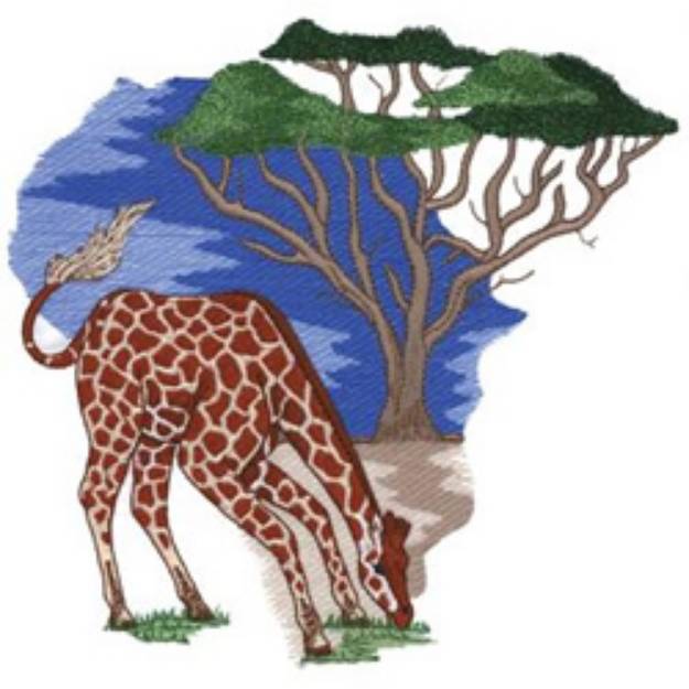 Picture of Giraffe Scene Machine Embroidery Design