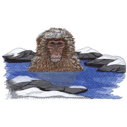 Macaque In Water Machine Embroidery Design