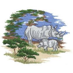 Rhino Scene Machine Embroidery Design