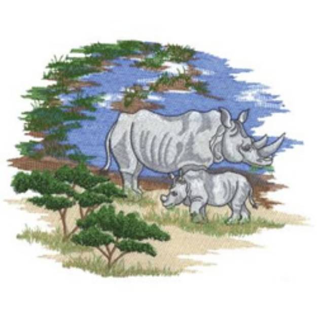 Picture of Rhino Scene Machine Embroidery Design