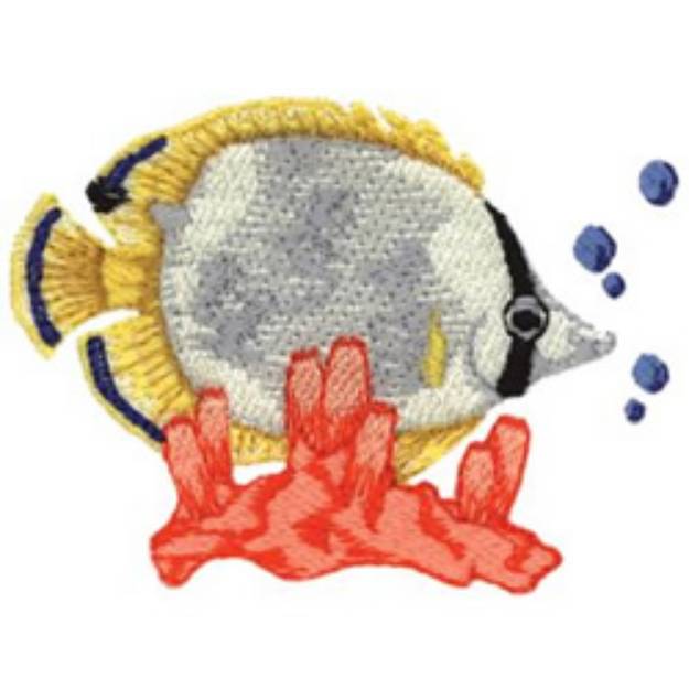 Picture of Spotfin Butterfly Fish Machine Embroidery Design