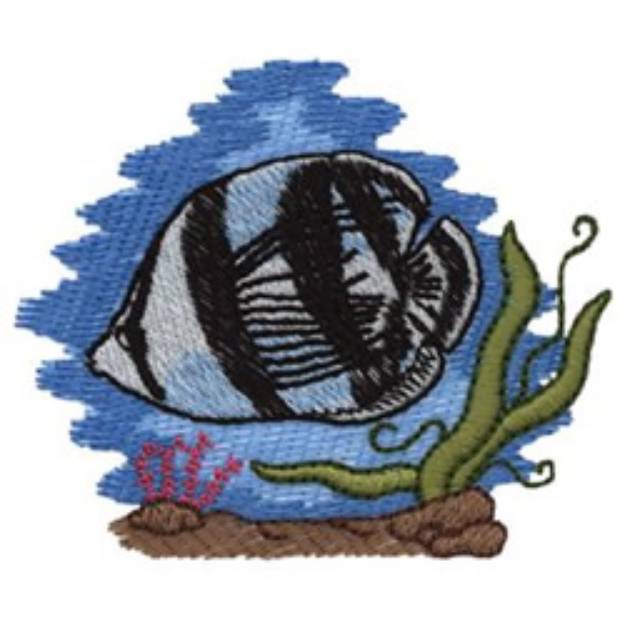 Picture of Banded Butterfly Fish Machine Embroidery Design