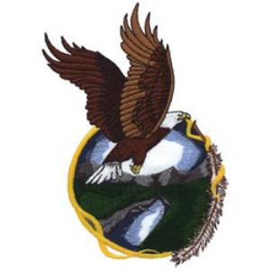 Picture of Eagle With Feather Machine Embroidery Design