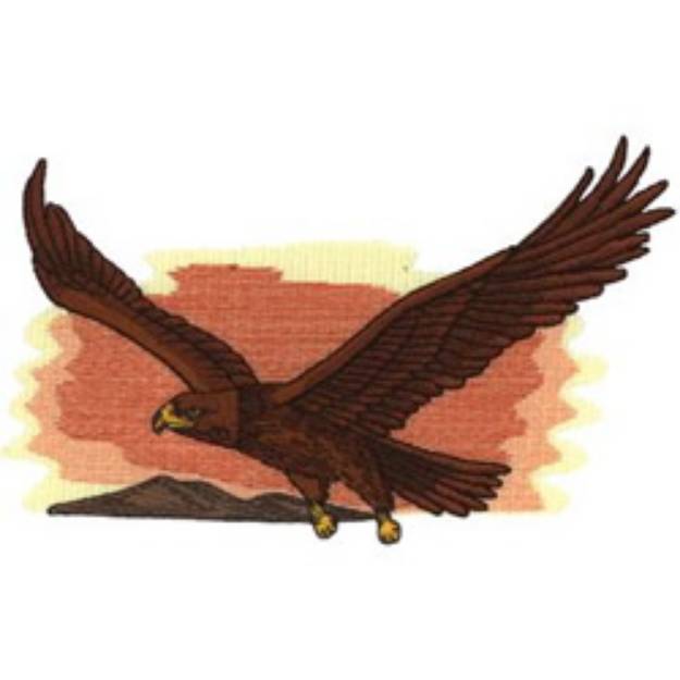 Picture of Golden Eagle Soaring Machine Embroidery Design