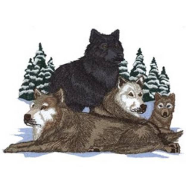 Picture of Pack Of Wolves Machine Embroidery Design
