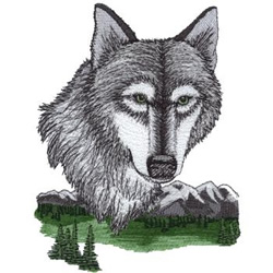 Wolf In Mountains Machine Embroidery Design