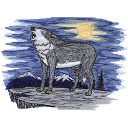 Howling At Moon Machine Embroidery Design