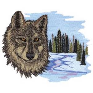 Picture of Winter Wolf Scene Machine Embroidery Design