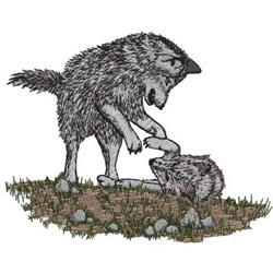 Wolves Playing Machine Embroidery Design