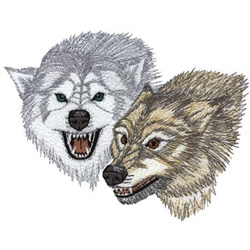 Snarling Wolves Machine Embroidery Design