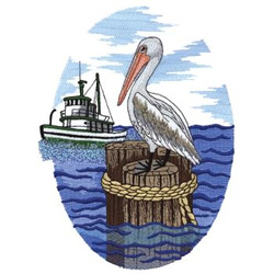 Pelican Scene Machine Embroidery Design