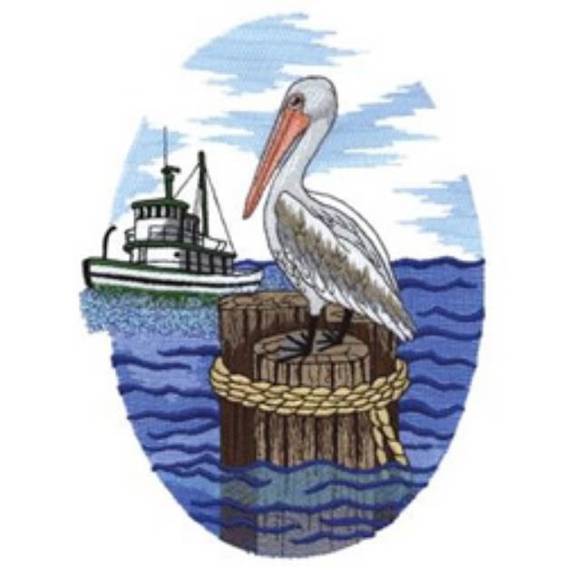 Picture of Pelican Scene Machine Embroidery Design