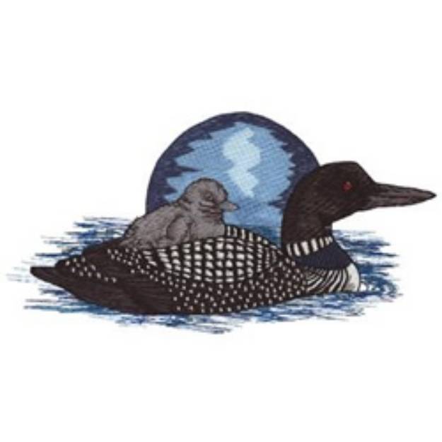 Picture of Loon With Baby Machine Embroidery Design