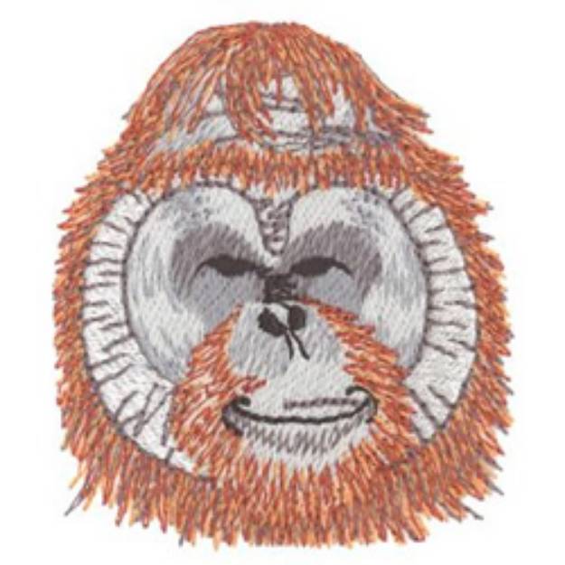 Picture of Male Orangutan Head Machine Embroidery Design