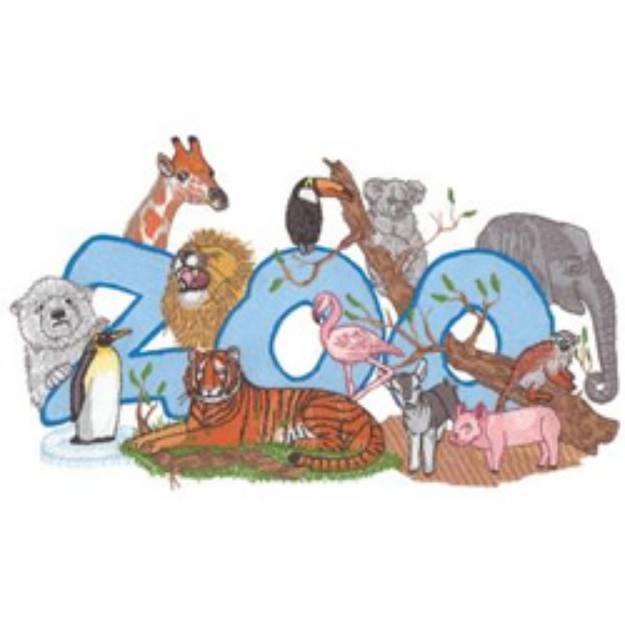 Picture of Zoo Animals Machine Embroidery Design