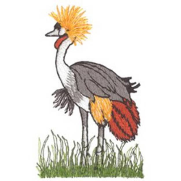 Picture of Gray Crowned Crane Machine Embroidery Design