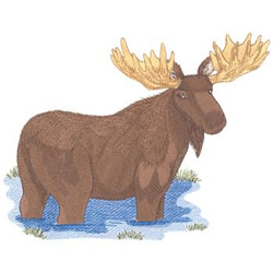 Moose Scene Machine Embroidery Design