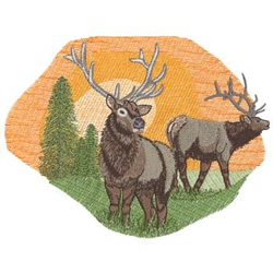 Elk Scene Machine Embroidery Design