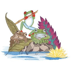 Tropical Frogs Machine Embroidery Design