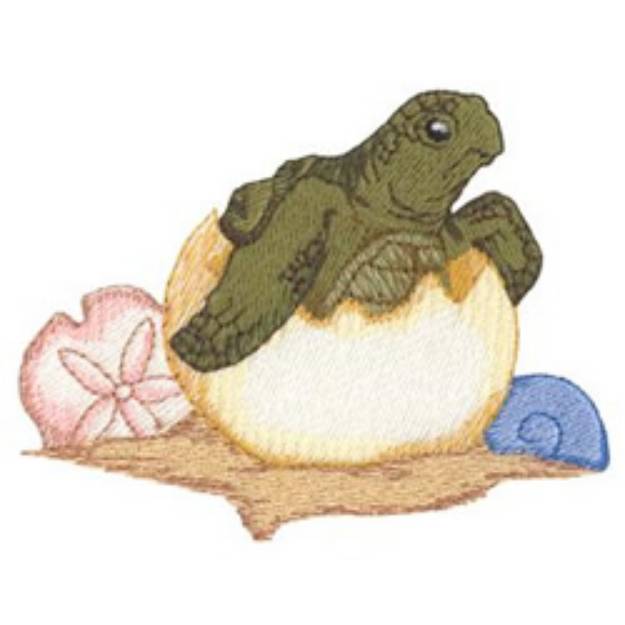 Picture of Turtle Hatching From Egg Machine Embroidery Design