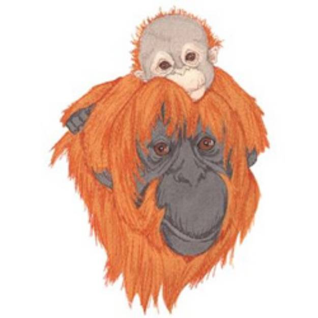 Picture of Mom & Baby Orangutan Machine Embroidery Design