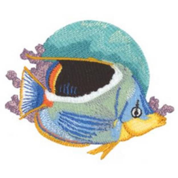 Picture of Saddleback Butterfly Fish Machine Embroidery Design