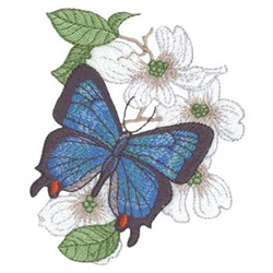 Butterfly on Dogwood Machine Embroidery Design