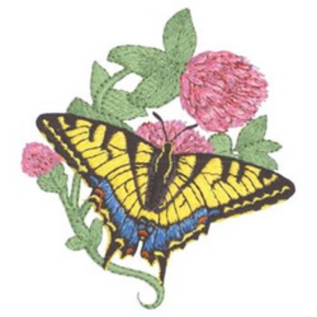 Picture of Swallowtail Butterfly and Clover Machine Embroidery Design