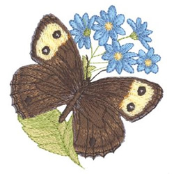 Common Wood Nymph  and Blue Wood Aster Machine Embroidery Design