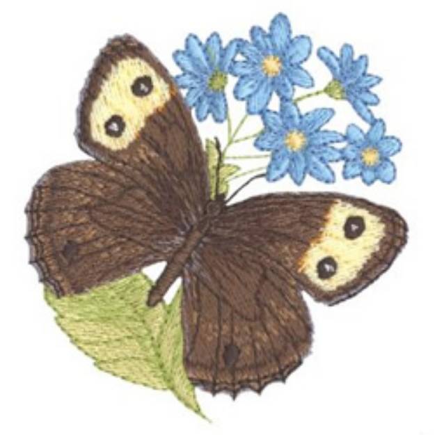 Picture of Common Wood Nymph  and Blue Wood Aster Machine Embroidery Design