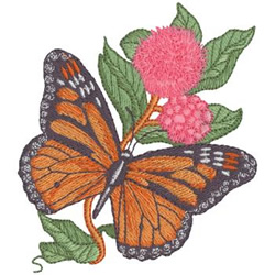 Monarch and Milkweed Machine Embroidery Design