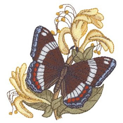 White Admiral and Honey Suckle Machine Embroidery Design