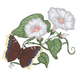 Mourning Cloak and Morning Glory Machine Embroidery Design