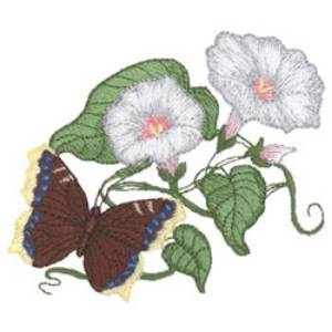 Picture of Mourning Cloak and Morning Glory Machine Embroidery Design