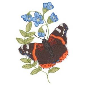 Picture of Red Admiral and Greek Valerian Machine Embroidery Design