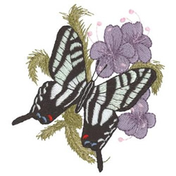 Zebra Swallowtail and Vipers Buglosses Machine Embroidery Design