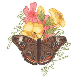 Buckeye Butterfly and Flowers Machine Embroidery Design