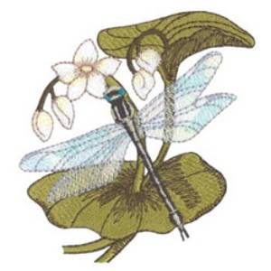 Picture of Pacific Clubtail and  Miners Lettuce Machine Embroidery Design