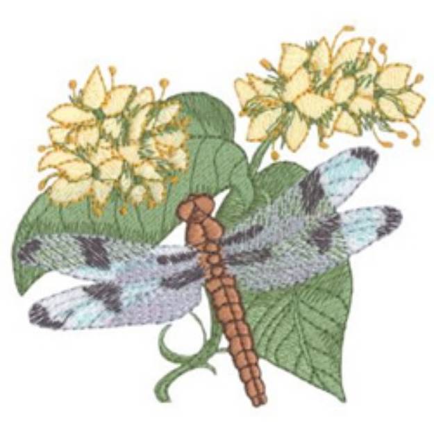 Picture of Twelve Spot Skimmer and Tufted Loosestrife Machine Embroidery Design