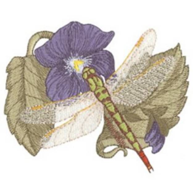 Picture of Jade Clubtail and Common Blue Violet Machine Embroidery Design