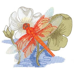 Flame Skimmer and  Water Crowfoot Machine Embroidery Design